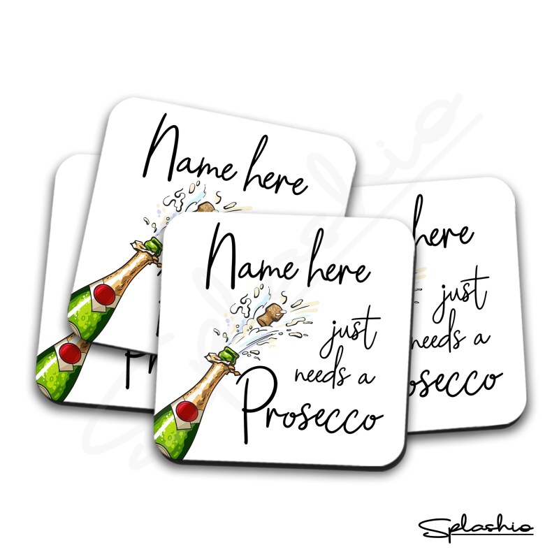 Prosecco Coaster Hand Drawn Coaster - Home Bar - Birthday Gift. Secret Santa Hand Drawn Prosecco Coaster Personalised Drink Wedding Coasters - Single Coaster