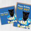 Happy Birthday Top Boy panther animal in clothes card for boyfriend, husband, male, brother (Animalyser) Size A6/A5/A4/Square - A6: Single card