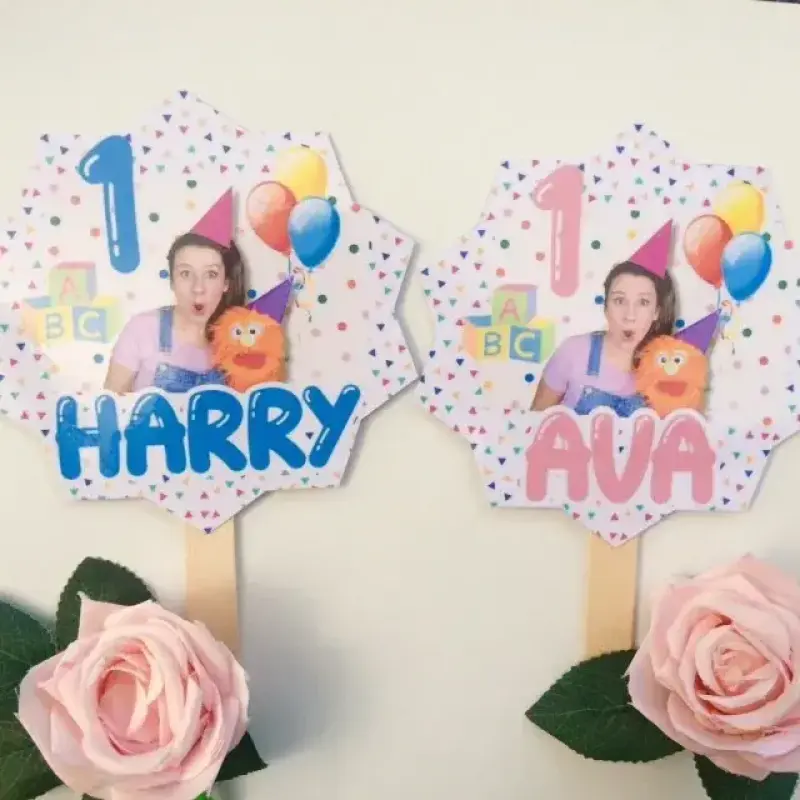 Unofficial Ms Rachel Inspired Cake Topper, Personalised Birthday Cake Topper - Pink