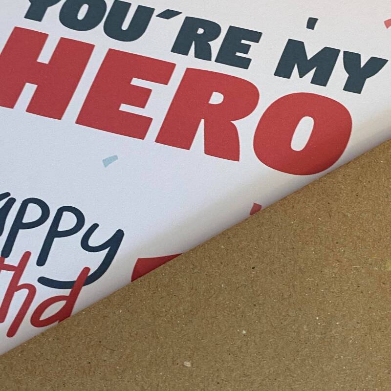 You're my hero superhero birthday card for Dad, father, daddy, papa from son, daughter, child (Size A6/A5/A4/Square 6x6") - A6: Single card