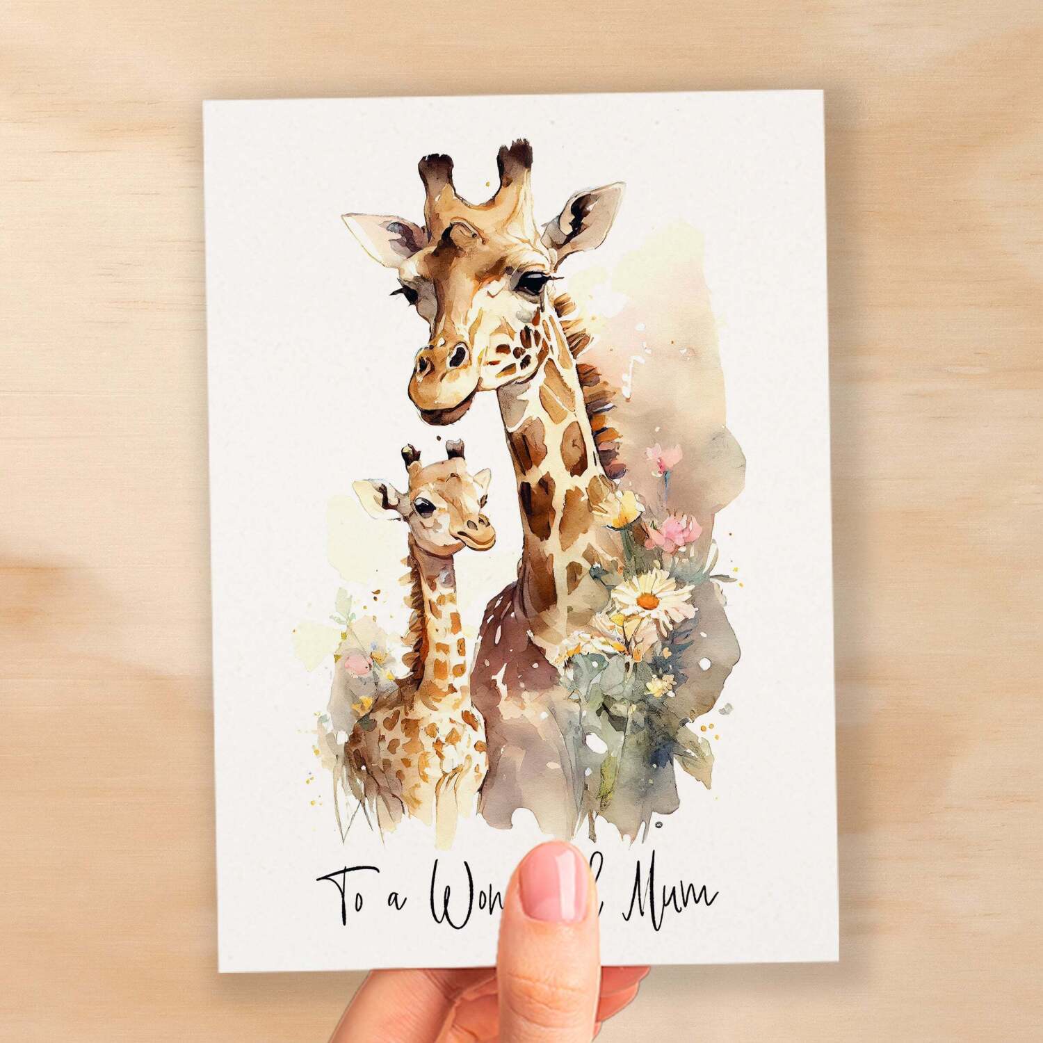 Birthday Card For Mum Card for Mothers Day Birthday Card For Her Birthday Gift For Mum Happy Birthday Card For Mum with Giraffe Illustration - Small (4x6) / Blank Message