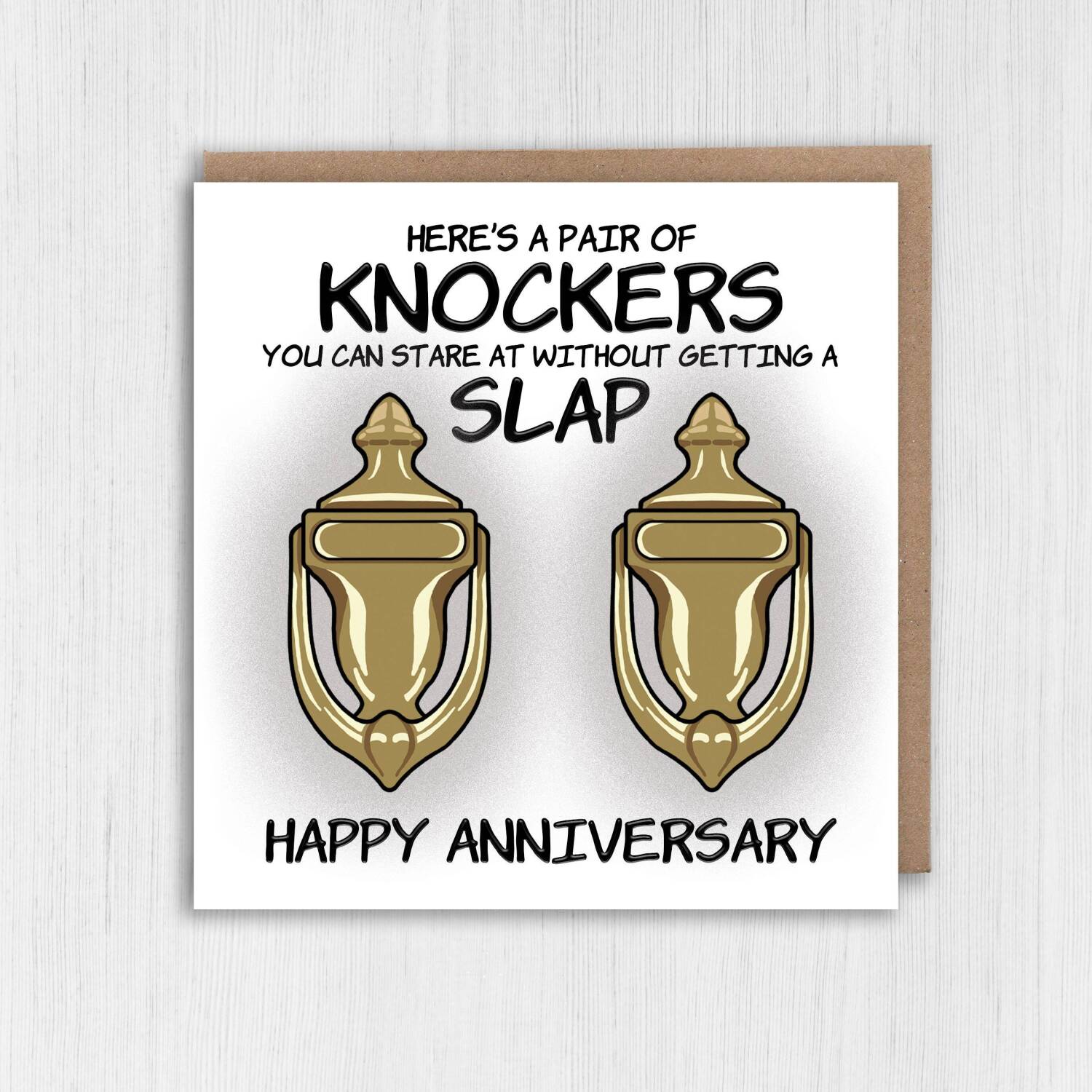 Here's a pair of knockers you can stare at without getting a slap funny, rude, breasts, boobs, tits, anniversary card Size A6/A5/A4/Square - A6: Single card