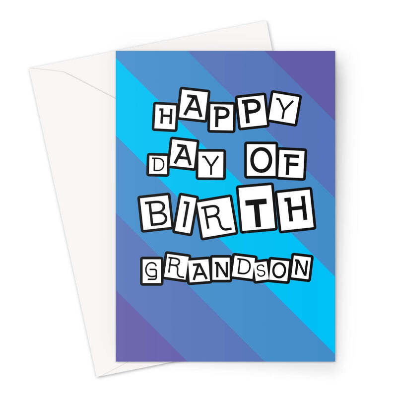 Happy Day Of Birth Grandson - Birthday Card - A5 Portrait - 1 Card