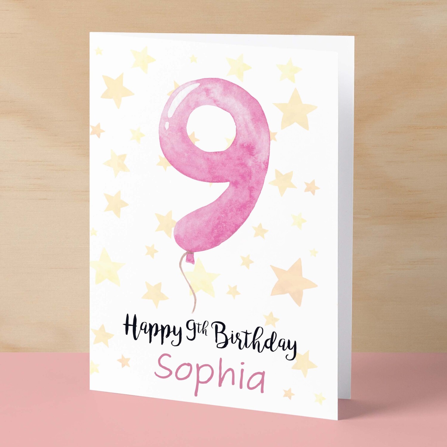 Personalised 9th Birthday Card For Girl Custom Name Card For Girl Ninth Birthday Card For Child Birthday Card for Girl Custom 9th Birthday - Small (4x6) / Blank Message