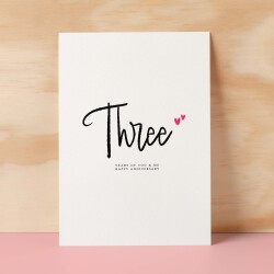 Three Year Anniversary Card For Husband 3 Year Anniversary Card Boyfriend or Girlfriend Wedding Anniversary Card For Wife - Small (4x6) / Blank Message