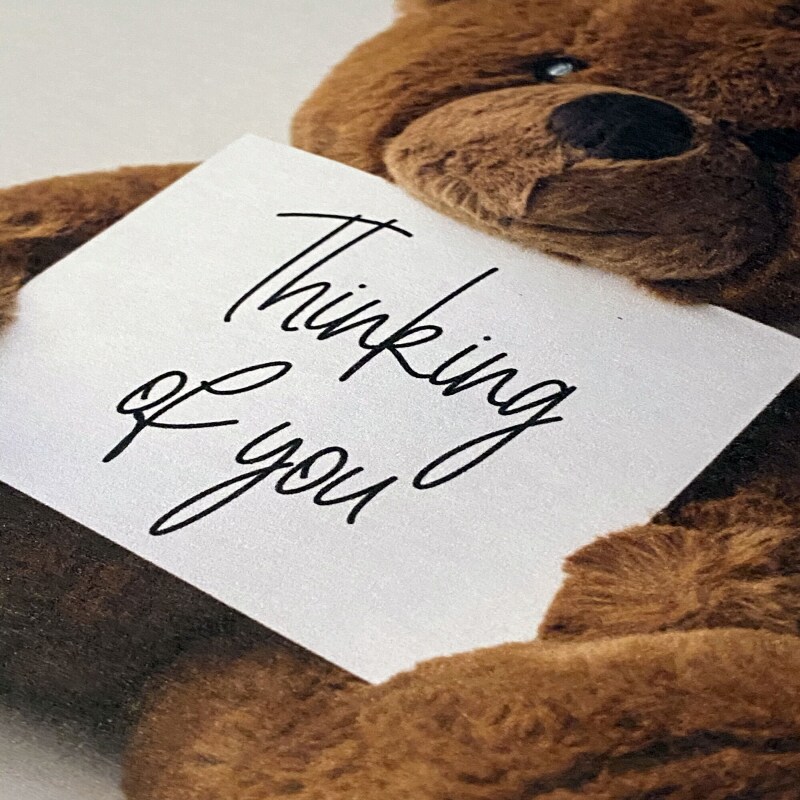 Thinking of you, teddy bear, cute, sweet, heartfelt, bereavement, with sympathy, sorry, loss, get well card (Size A6/A5/A4/Square 6x6") - A6: Single card