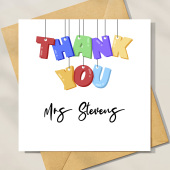 Teacher Card - Personalised Thank You Teacher Card, Card for Teachers, TA Cards, End of Term Cards. Teacher Card. Colourful Teacher