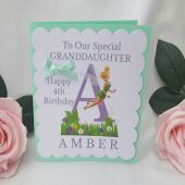 2 Sizes Personalised Tinkerbell card,any age/relation,Personalised Tinkerbell 