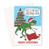 Funny T-Rex Christmas Card - Dinosaur Litter Pickers - A5 Portrait - 1 Card