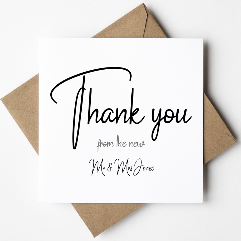 Thank you from Mr and Mrs Personalised Cards inc. envelopes - Folded - Personalised, Mr & Mrs Thank You Cards. Wedding Guest Thank You Card