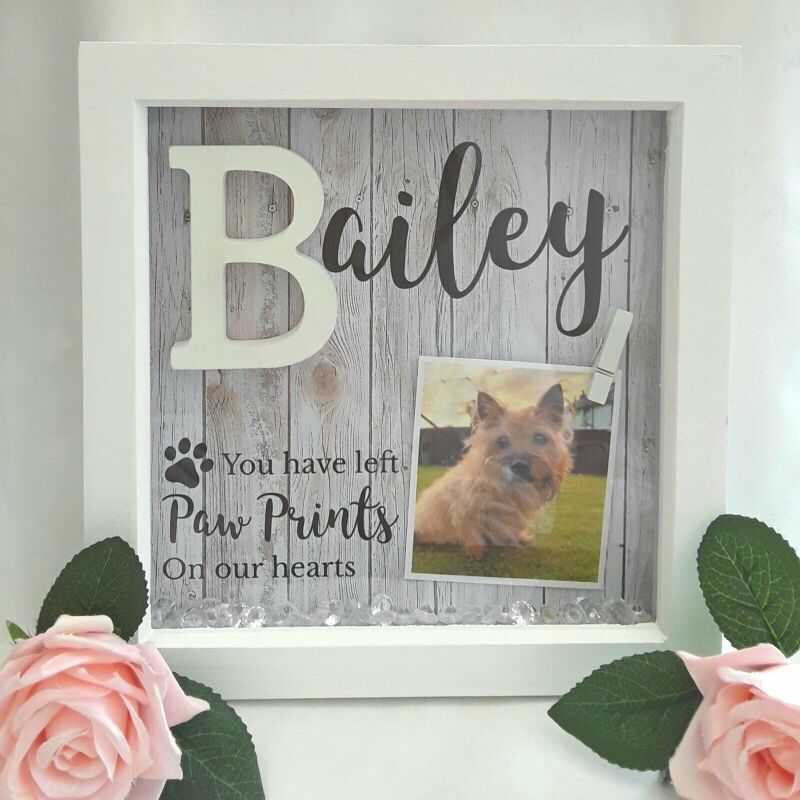 Personalised pet loss box frame,cat loss frame,cat memorial frame,dog loss frame - Without lights - Without  crystals