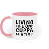 Funny Mug - Living Life One Cuppa At A Time - White / Black - Ceramic