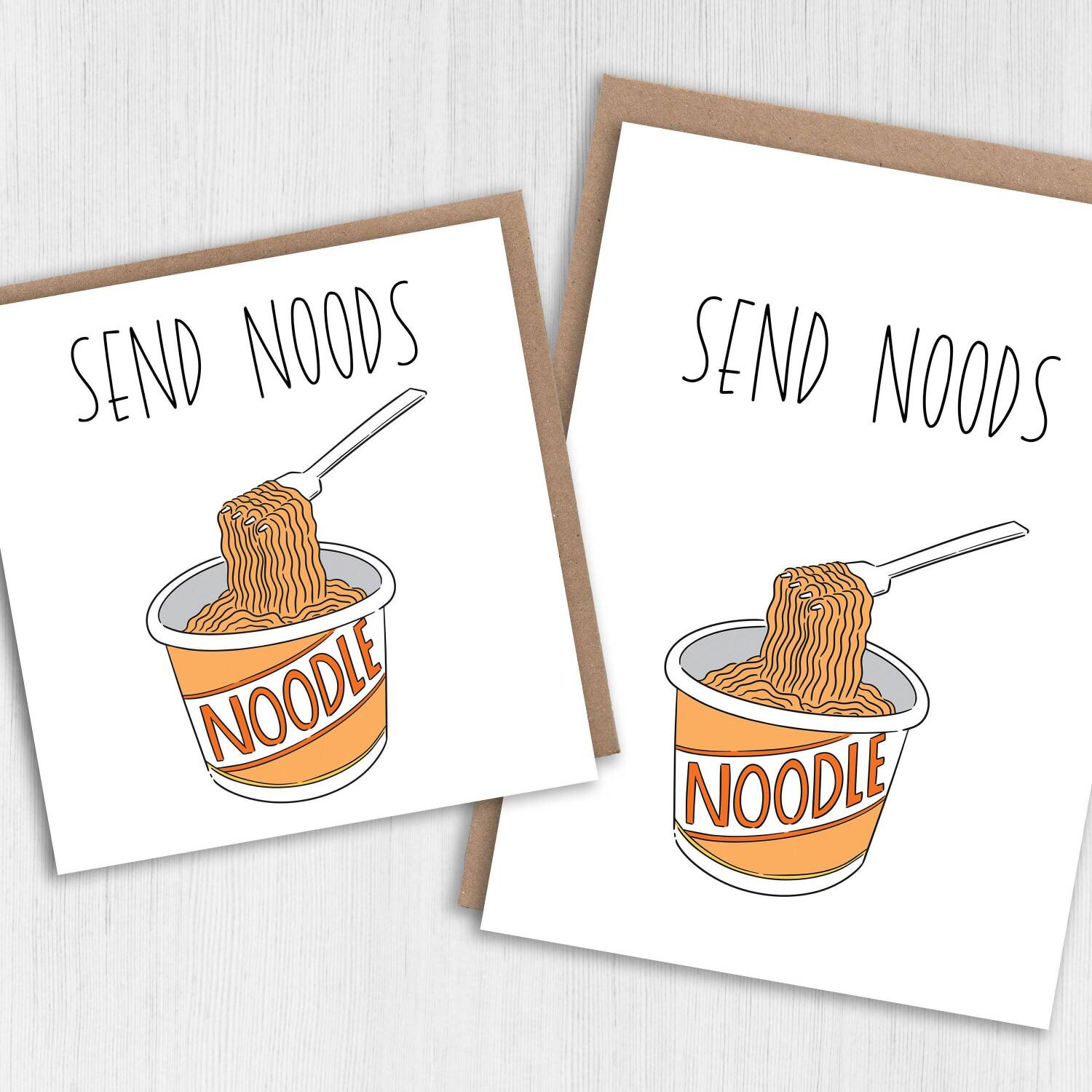 Send noods, send nudes funny Valentine's Day noodles card for wife, husband, girlfriend, boyfriend, partner (Size A6/A5/A4/Square 6x6") - A6: Single card