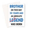 Funny 30th Birthday Card For A Bellend Brother - A5 Portrait - 1 Card