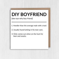 DIY Husband, Do It Yourself Husband, Boyfriend funny, humour dictionary definition anniversary card from spouse (Size A6/A5/A4/Square 6x6") - A6: Single card - Boyfriend