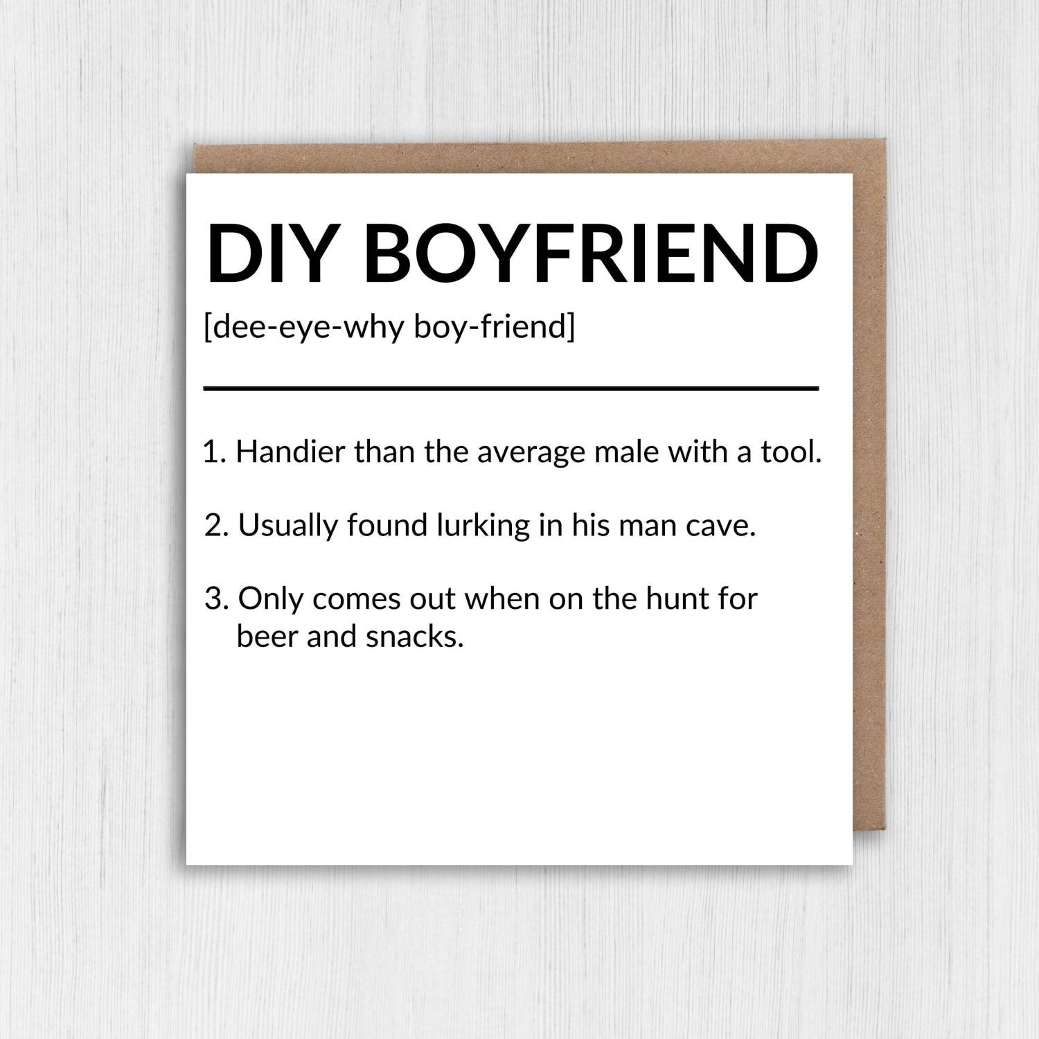 DIY Husband, Do It Yourself Husband, Boyfriend funny, humour dictionary definition anniversary card from spouse (Size A6/A5/A4/Square 6x6") - A6: Single card - Boyfriend