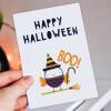 Trick or treat owl, spooky, witch, boo cute Happy Halloween card for children, kids, adults, all ages (Size A6/A5/A4/Square 6x6") - A6: Single card