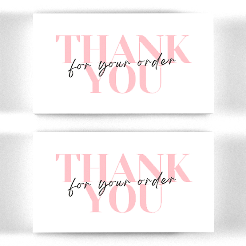 Thank You For Your Order Cards - Small Business Thank You Business Cards - Pink Thank You Business Card Size - Logo Thank You Cards - Sample Card