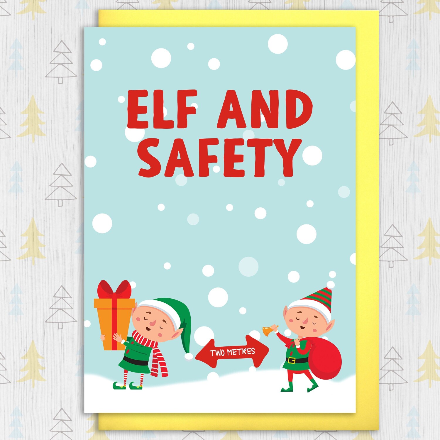 Elf and safety funny health and safety Christmas, Holidays card for coworker, colleague, friend, mate (Size A6/A5/A4/Square 6x6") - A6: Single card