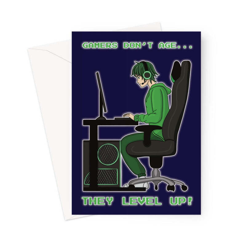 Gaming Birthday Card For A Gamer Boy - Level Up - A5 Portrait - 1 Card