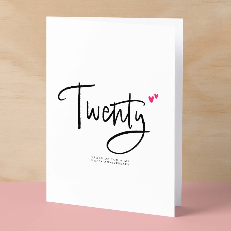 Twenty Year Anniversary Card For Husband 20 Year Anniversary Card Boyfriend or Girlfriend Wedding Anniversary Card For Wife - Small (4x6) / Blank Message