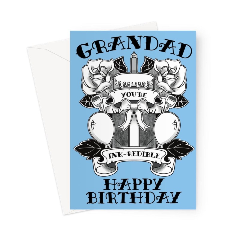 Tattoo Birthday Card For Grandad - A5 Portrait - 1 Card