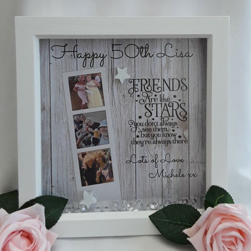 Personalised friend box frame,friend frame,friend gift,friends are like stars - No crystals - Without lights