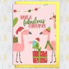 Have a fabulous Christmas flamingos fab Xmas, Holidays, festive card for female, sister, auntie, gay, LGBTQ+ (Size A6/A5/A4/Square 6x6") - A6: Single card