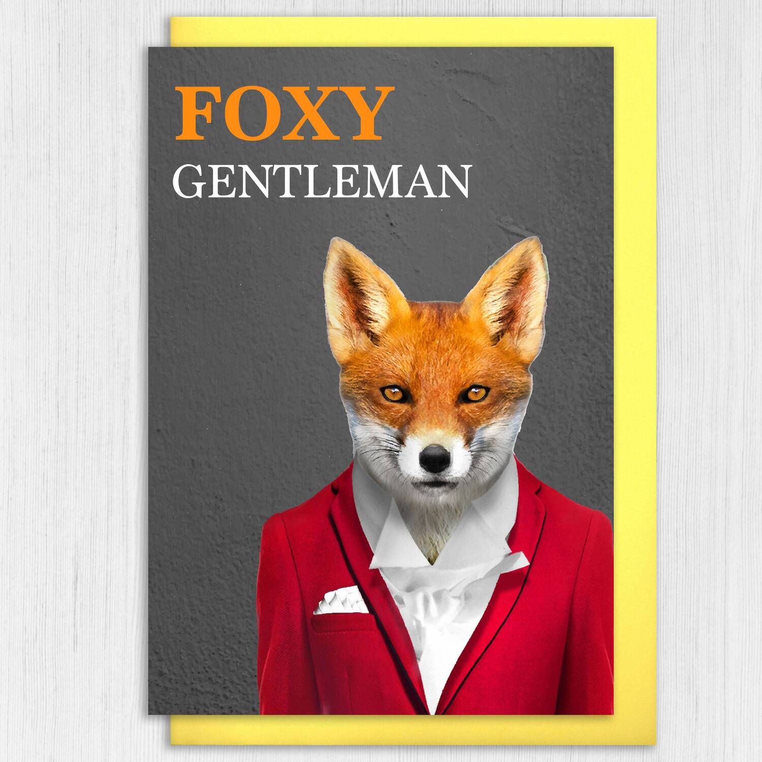 Foxy gentleman fox, animal in clothes anniversary card for husband, boyfriend, male partner (Animalyser) (Size A6/A5/A4/Square 6x6") - A6: Single card