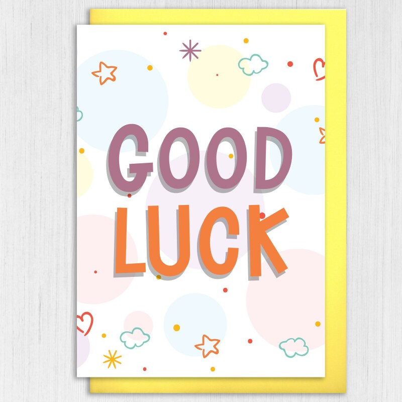 Stars and clouds good luck, new job, exams, test, leaving, encouragement, inspirational card (Size A6/A5/A4/Square 6x6") - A6: Single card