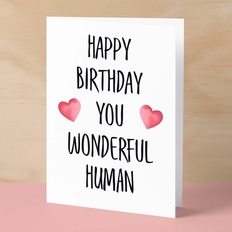 Birthday Card For Him Card For Friend Card For Husband Birthday Card For Her For Wife or Girlfriend Card For Boyfriend You Wonderful Human - Small (4x6) / Blank Message