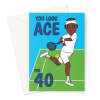 40th Birthday Card For Tennis Player - Male - A5 Portrait - 1 Card