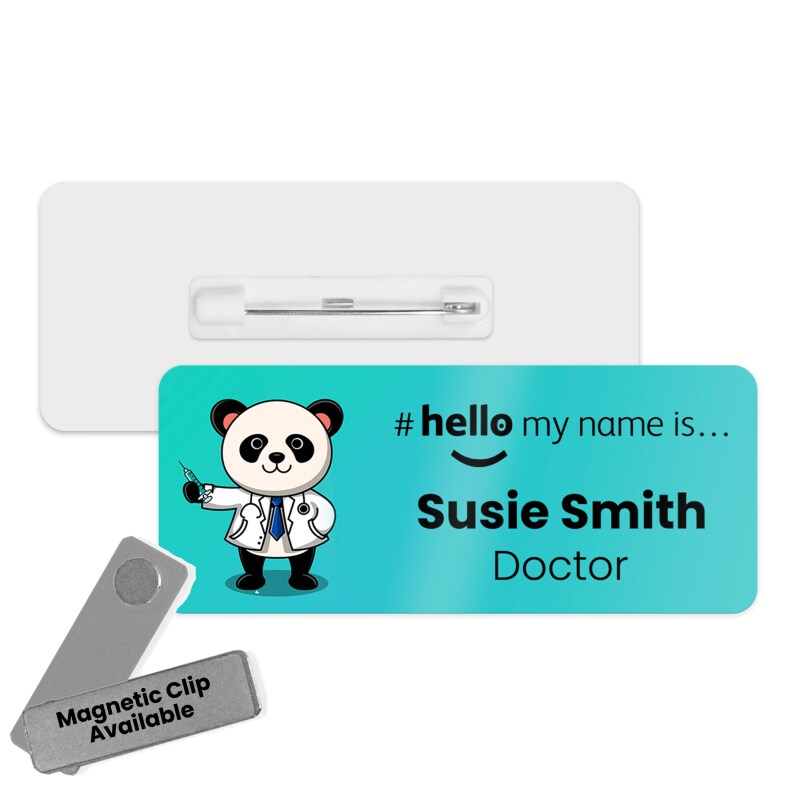 Hello My Name is Name Badge Cute DR Animals Personalised Premium Durable Name Badge #hello mynameis Name Badge Nurse Badge Splash Name Badge - Standard Pin - Dog