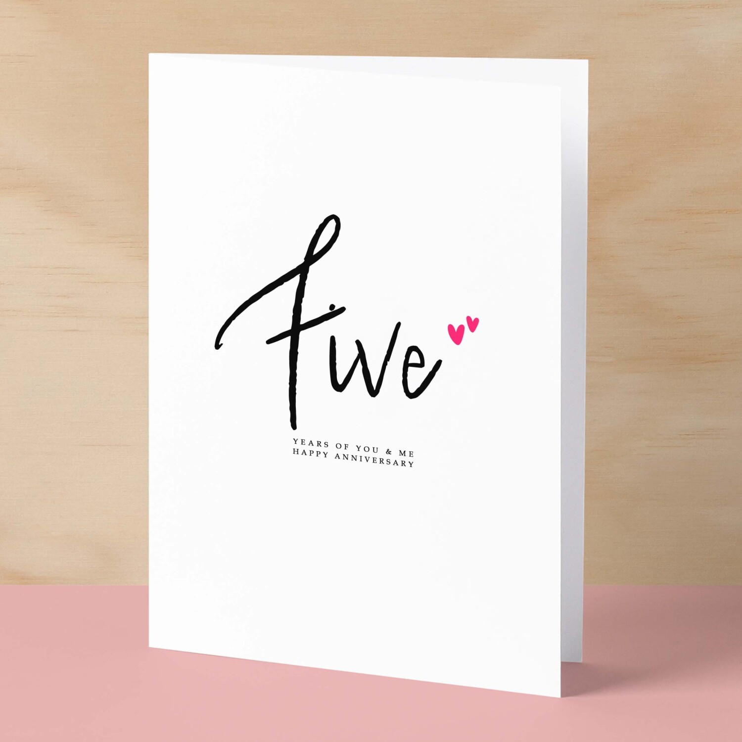 Five Year Anniversary Card For Husband 5 Year Anniversary Card Boyfriend or Girlfriend Wedding Anniversary Card For Wife - Small (4x6) / Blank Message