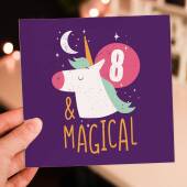 Children, child, boy, girl, kids any age birthday card: Magical unicorn - 1st, 2nd, 3rd, 4th, 5th, 6th, 7th (Size A6/A5/A4/Square 6x6")