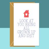 New Home Card - Housewarming card - funny new handmade house card - Can be personalised inside or left blank