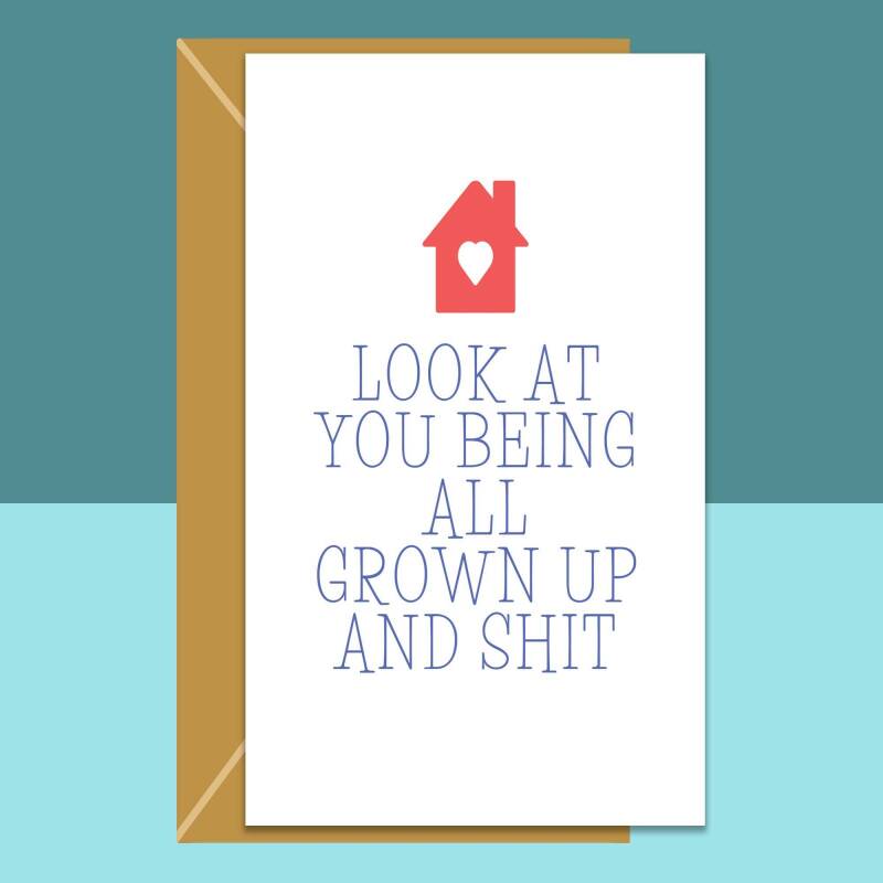 New Home Card - Housewarming card - funny new handmade house card - Can be personalised inside or left blank - Blank inside - Regular