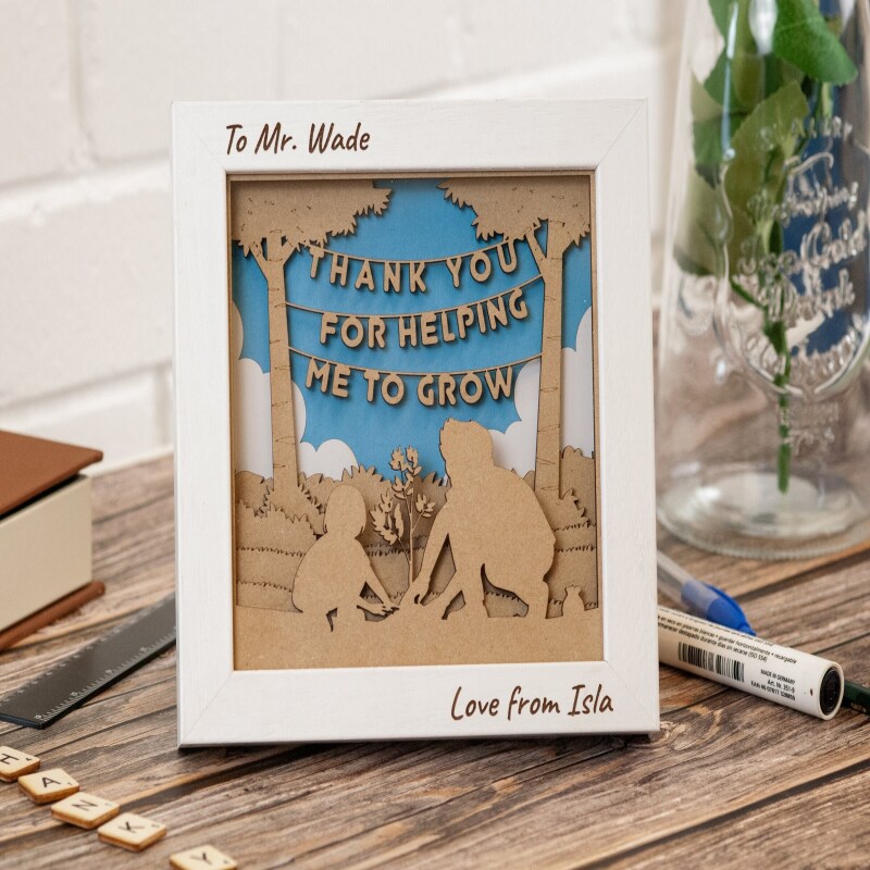 Thank you for helping me grow | Teacher gifts for year end, teaching assistant gift, nursery teacher, thank you teacher - Girl and Male