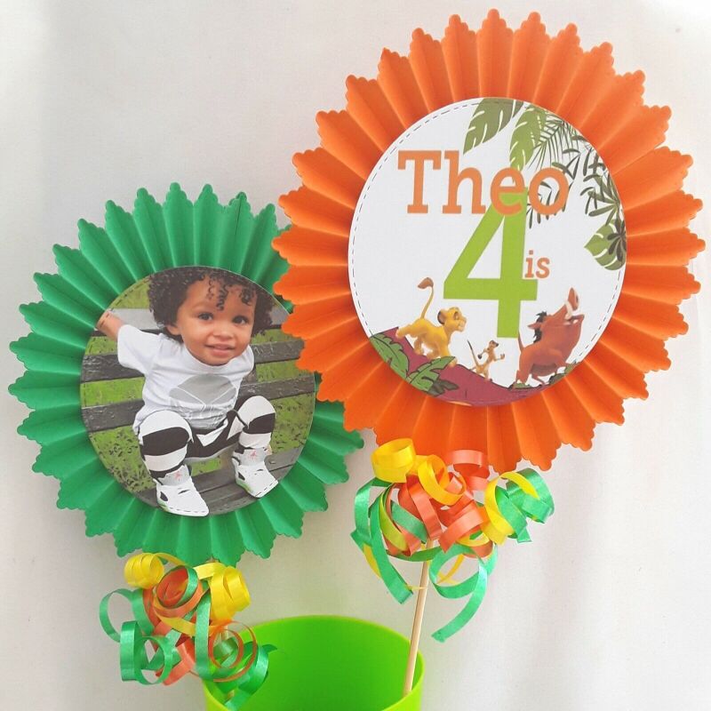 Personalised Lion King Cake Topper,Lion King Party,Lion King Centrepiece  - Age rosette