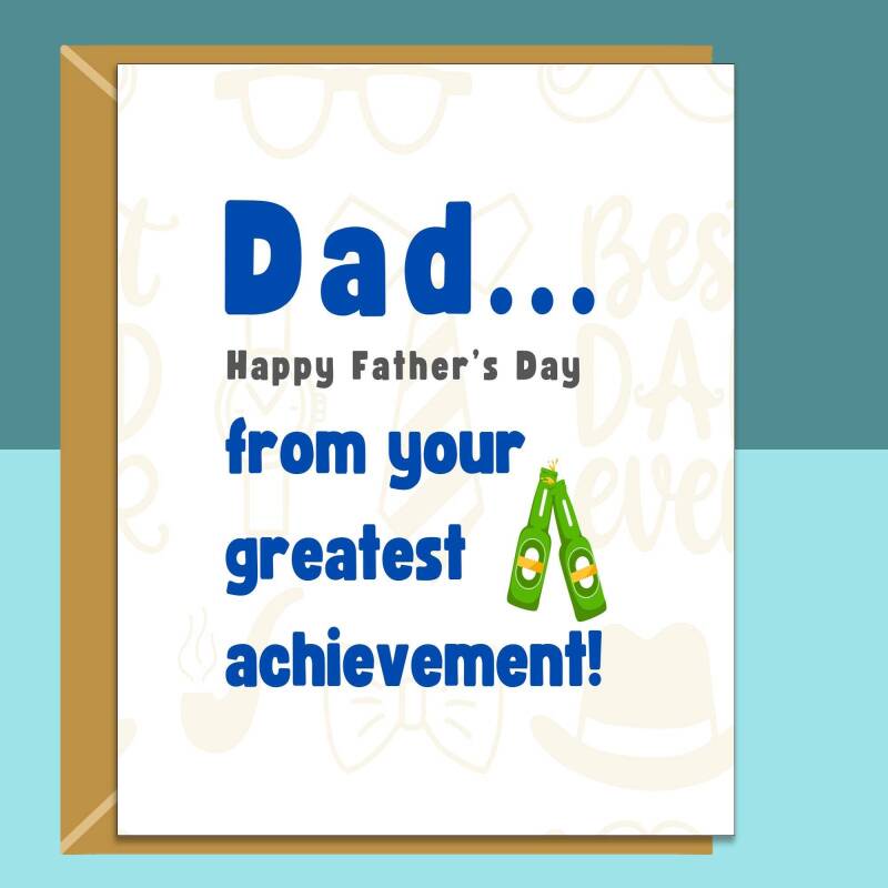 Funny Father's Day Card - For Dad - Personalised inside - Ideal cute card for Fathers Day - Large - Blank inside