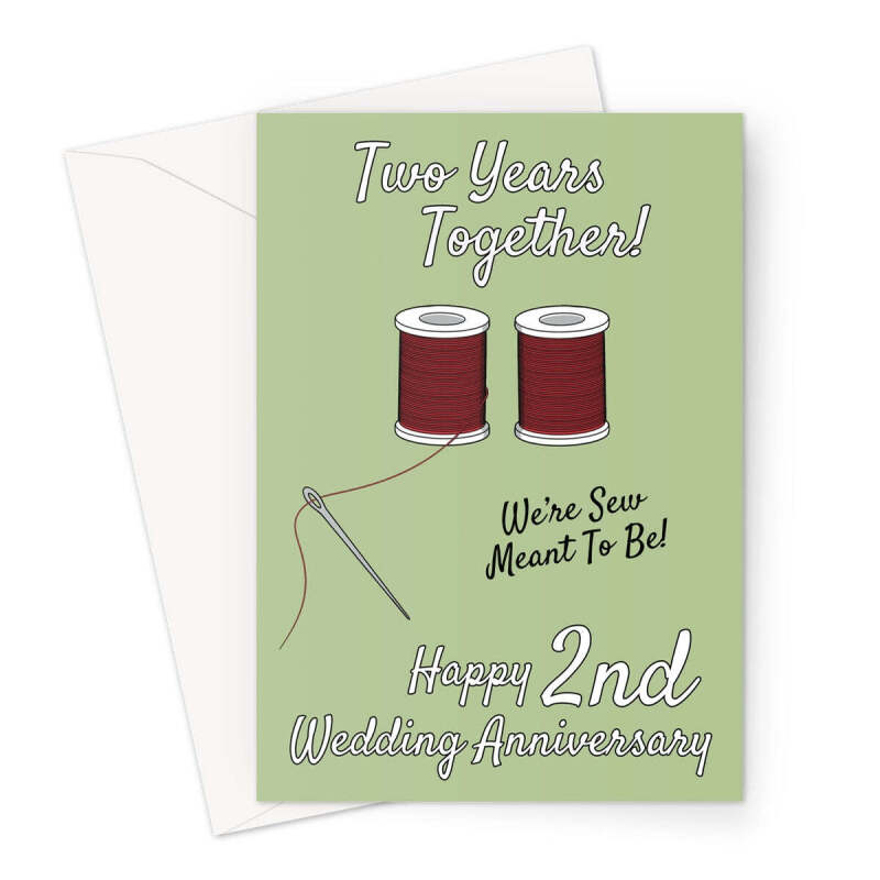 2nd Wedding Anniversary Card - Cotton - A5 Portrait - 1 Card