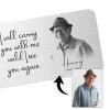 Personalised Memorial Wallet Card | Custom Black and White Photo Keepsake | "I Will Carry You With Me" | Aluminium Remembrance Photo Card - Single Wallet Card