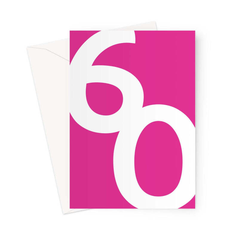 Big 60th Birthday Card Bright Pink - A5 Portrait - 1 Card