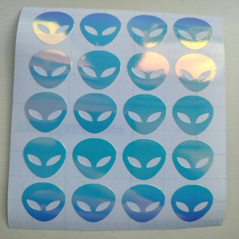 Glow in the Dark Alien Stickers in 1 inch or 0.5inch sizes - 1