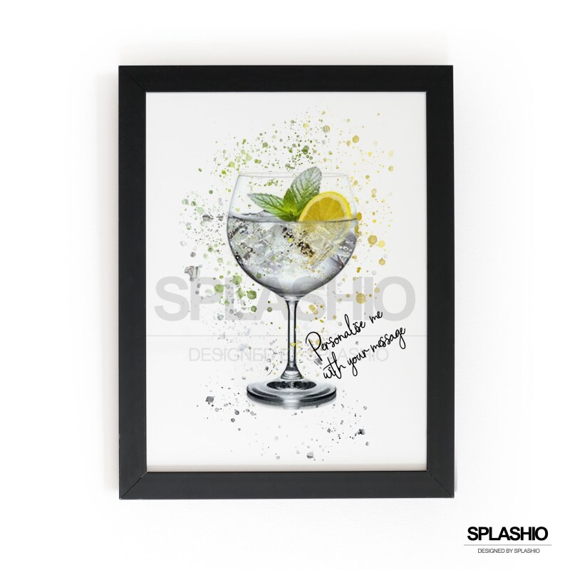 GIN & TONIC  Splatter Art Print, High Gloss Print, Splash Art, Home Decor, Home Bar Custom Drink Art Cocktails - A6