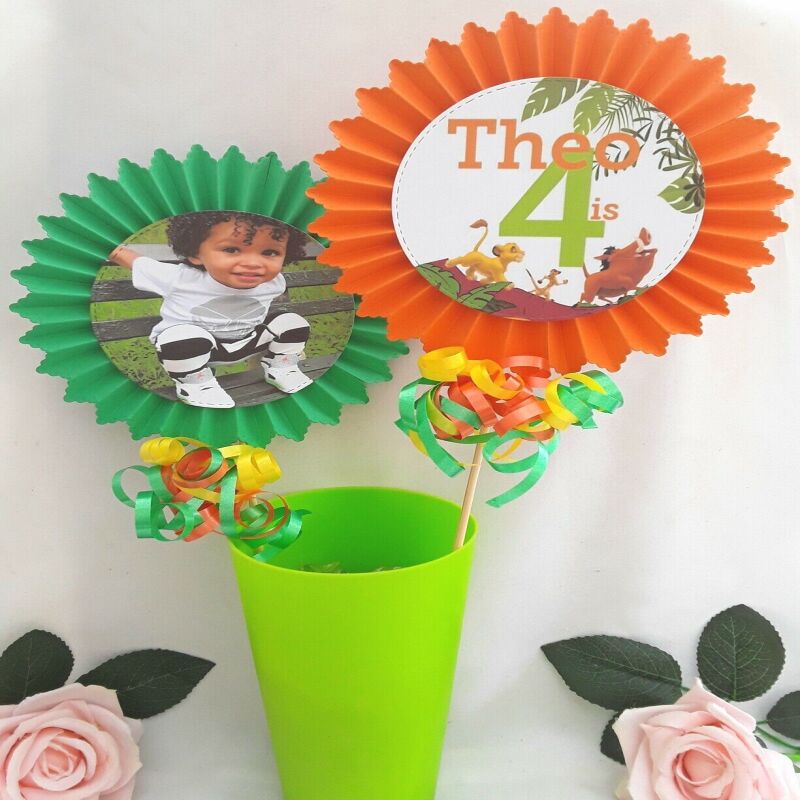 Personalised Lion King Cake Topper,Lion King Party,Lion King Centrepiece  - Age rosette