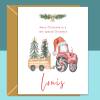 Grandson Tractor Christmas Card - Personalised - Custom Xmas Card for Gran son - Santa and Tractors - Blank inside - Regular