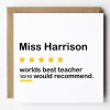 Worlds best teacher recommendation, Personalised Teacher Card