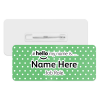 #hello my name is... Name Badge - Green & White Polka Dots