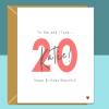 20th Birthday Card - personalised - for girlfriend, wife, Fiance - The one I love - 20 year old - Blank inside - Small